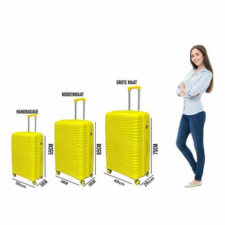 Luxury Suitcase Set Trolley Set 3-piece PP silicone travel case (Yellow color)