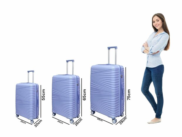 Luxury Suitcase Set - Trolley Set 3-Piece - PP Silicone Travel Case ( Light Blue )