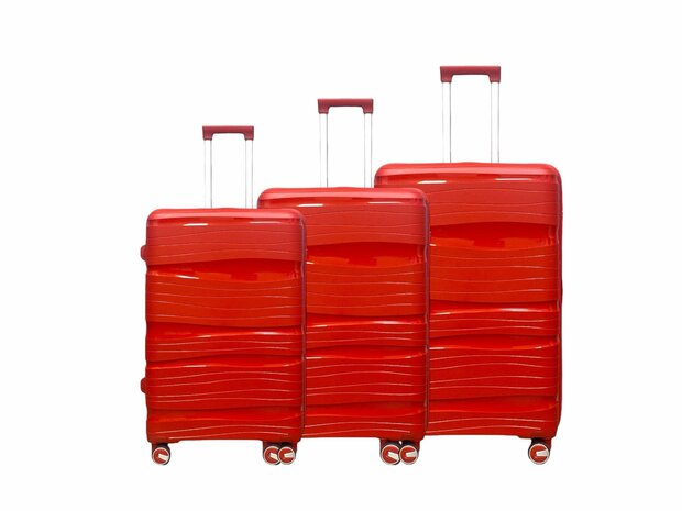 Koffers - Luxe - Set van 3 - Rood - 55/65/75 cm