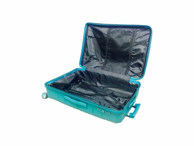 Handbagage koffer 55CM Turquoise groen met 4 wielen 360 graden spinner