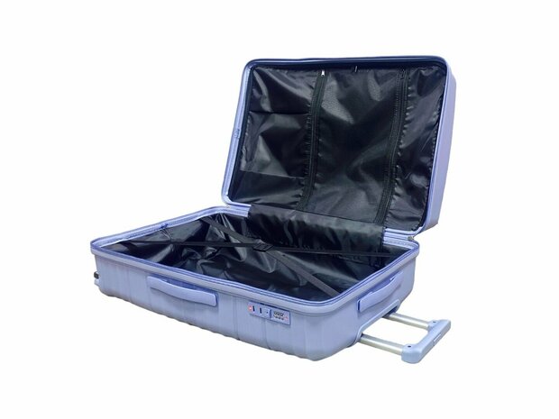 Large suitcase light blue 68cm - up to 28kg - 4 wheels 360 degree spinner