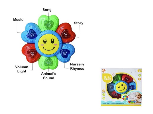 Sunflower Educational Toy Drum For Toddlers- Babies