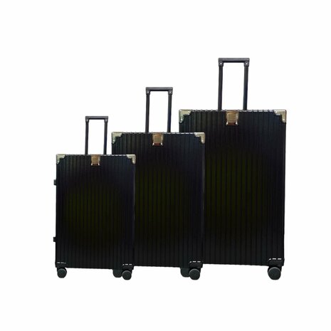 Suitcase set with hard shell, PC ABS aluminum 4 metal corners for protection