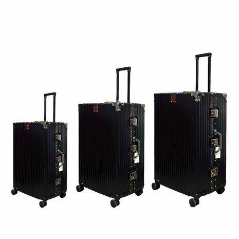 Suitcase set with hard shell, PC ABS aluminum 4 metal corners for protection