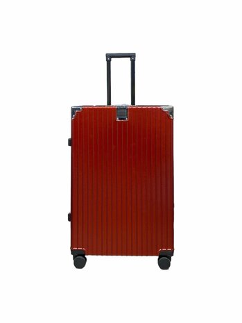 Suitcase set with hard shell, PC ABS aluminum 4 metal corners for protection red