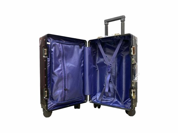 hard shell carry-on suitcase, PC ABS aluminum 4 metal corners for protection