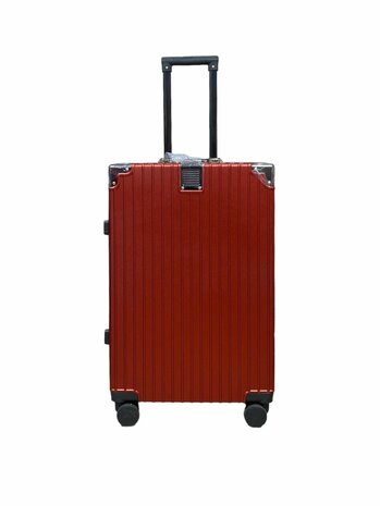 hard shell carry-on suitcase, PC ABS aluminum 4 metal corners for protection red