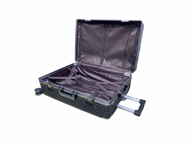 Hard shell suitcase, PC ABS aluminum black 85L large size L