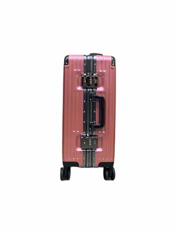 Handbagage Koffer met harde schaal, PC ABS aluminium roze 36L