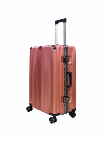 Hard shell suitcase, PC ABS aluminum Pink 85L large size L