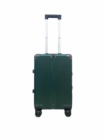 Hand luggage Hard shell suitcase, PC ABS aluminum Dark green 36L