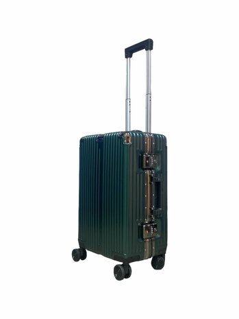 Hand luggage Hard shell suitcase, PC ABS aluminum Dark green 36L