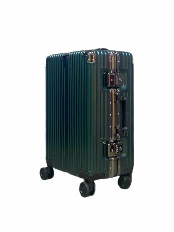 Hand luggage Hard shell suitcase, PC ABS aluminum Dark green 36L