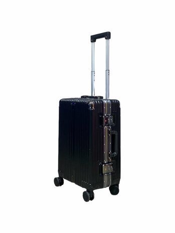 Suitcase set black with hard shell, PC ABS aluminum 2 pieces Large suitcase + hand luggage