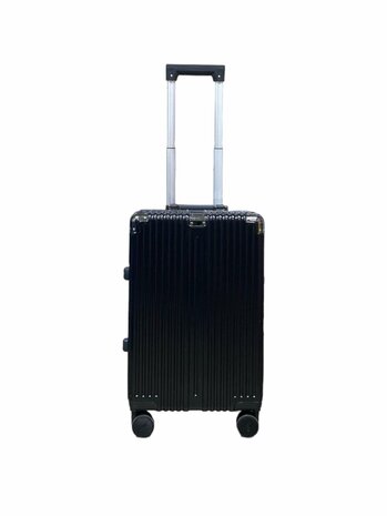 Suitcase set black with hard shell, PC ABS aluminum 2 pieces Large suitcase + hand luggage