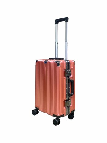 Suitcase set Light pink with hard shell, PC ABS aluminum 2 pieces Large suitcase + hand luggage