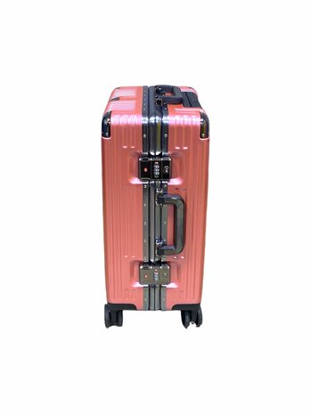 Suitcase set Light pink with hard shell, PC ABS aluminum 2 pieces Large suitcase + hand luggage