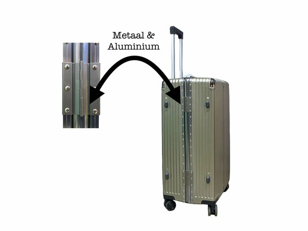 Suitcase set Mocha gray with hard shell, PC ABS aluminum 2 pieces Large suitcase + hand luggage