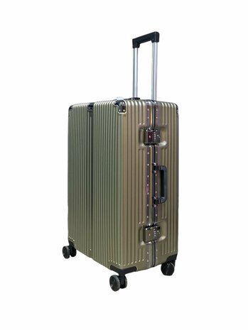 Suitcase set Mocha gray with hard shell, PC ABS aluminum 2 pieces Large suitcase + hand luggage