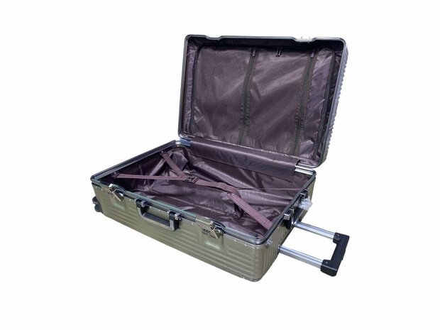 Suitcase set Mocha gray with hard shell, PC ABS aluminum 2 pieces Large suitcase + hand luggage