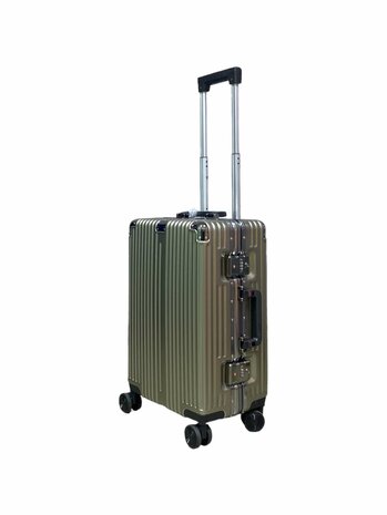 Suitcase set Mocha gray with hard shell, PC ABS aluminum 2 pieces Large suitcase + hand luggage