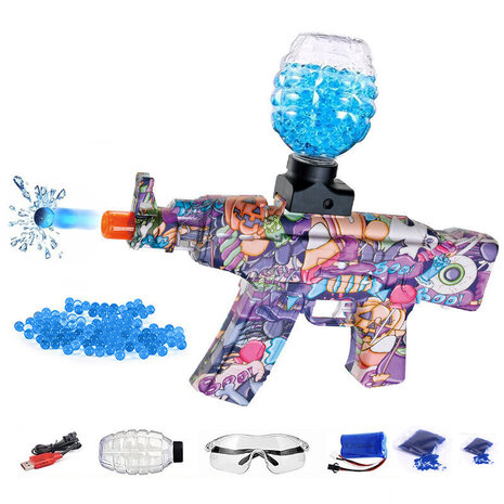 Gel Blaster AK47 - Glow in the Dark - Geeft licht - compleet set - oplaadbaar - 31CM + 2 zakjes gelballen (11.000 balletjes)