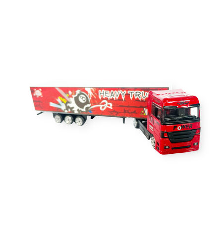 Die cast model - Speelgoed Vrachtwagen - Rood met print - 1:87 schaal