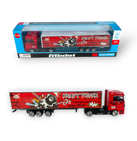 Die cast model - Speelgoed Vrachtwagen - Rood met print - 1:87 schaal