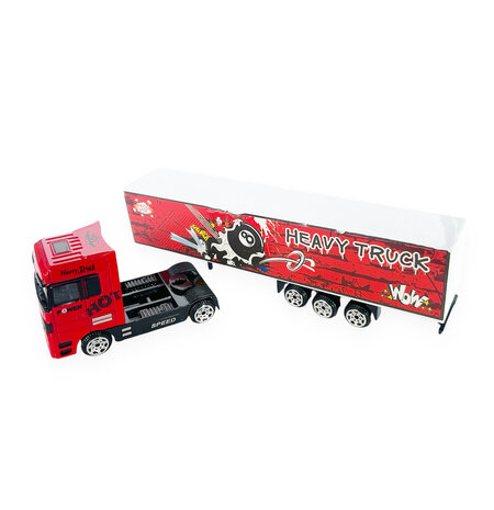 Die cast model - Speelgoed Vrachtwagen - Rood met print - 1:87 schaal