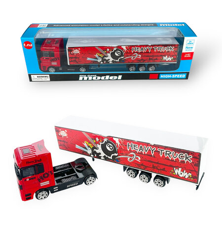 Die cast model - Speelgoed Vrachtwagen - Rood met print - 1:87 schaal