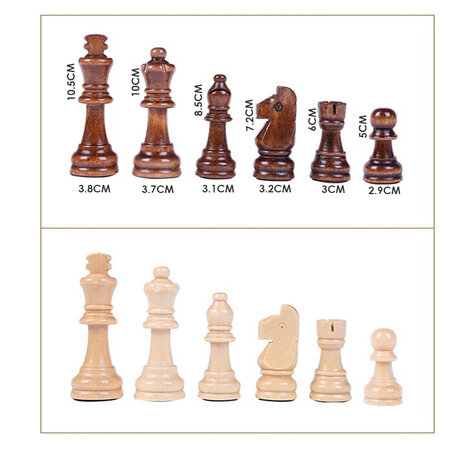 Wood Chess - Houten Schaakbord - 45x45cm - Inklapbaar - 2 Extra Koninginnen