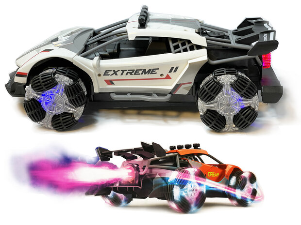 Rc auto 2.4GHZ Burn-out rook auto met echte rook en LED-lichtjes  met Geluid en oplaadbaar w