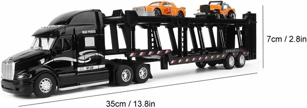 Truck - DIE-CAST - car transporter + 2 mini cars 3in1 - pull-back drive Truck R