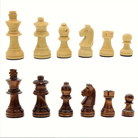 Chessboard - Wooden - 38x38cm - with modern conveniences such as a built-in storage drawer + 2 Extra Queens