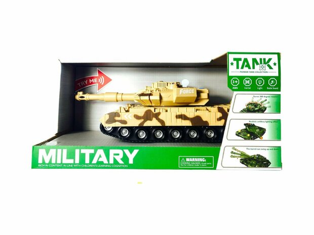 Military toy Tank - light and sound - friction motor