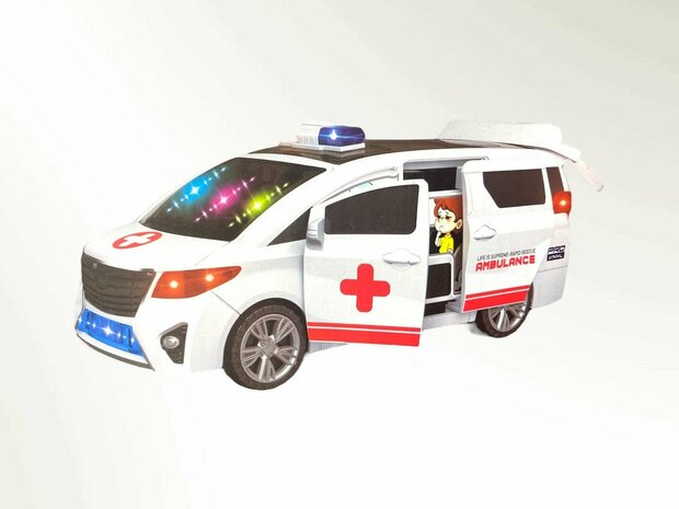 Ambulance Vehicle - speelgoed ambulance met muziek en kleurrijke lichtjes - zelf rijden en deuren open