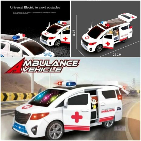 Ambulance Vehicle - toy ambulance with music and colorful lights - self-driving and doors open