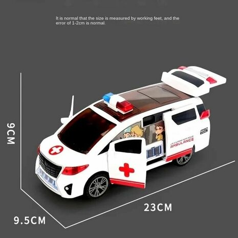 Ambulance Vehicle - speelgoed ambulance met muziek en kleurrijke lichtjes - zelf rijden en deuren open