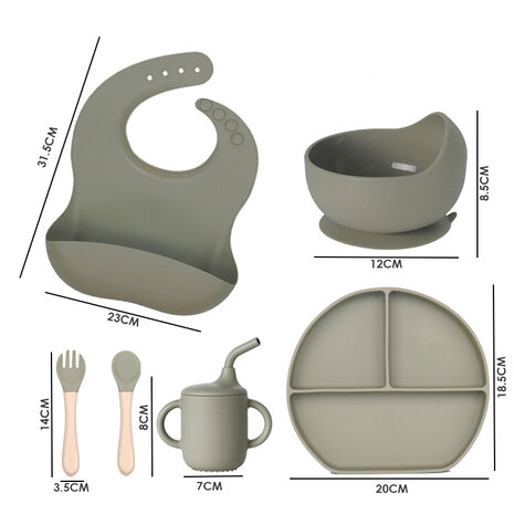 TableWare baby Set - Siliconen baby servies set - Vaatwasserbestendig - 6 delig - groen