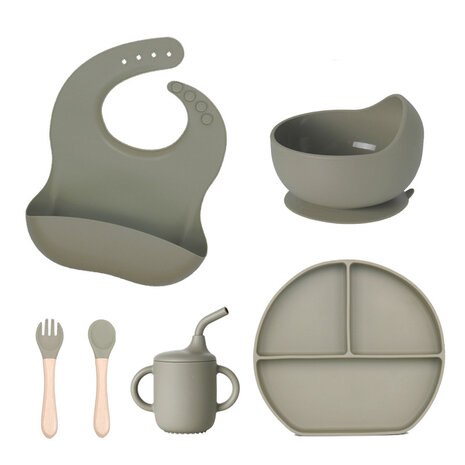 TableWare baby Set - Siliconen baby servies set - Vaatwasserbestendig - 6 delig - groen