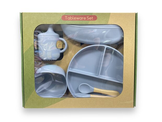 TableWare baby Set - Siliconen baby servies set - Vaatwasserbestendig - 6 delig - blauw