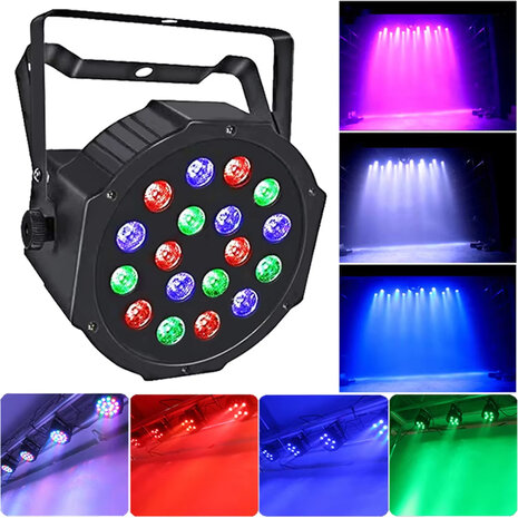 LED par light - 18 LED - disco licht - incl. afstandsbediening - Dmx 512 - RGB - geluidsactivering