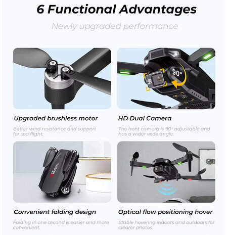 Drone - HD live camera - Brushless motor - opvouwbaar - incl. opbergtas