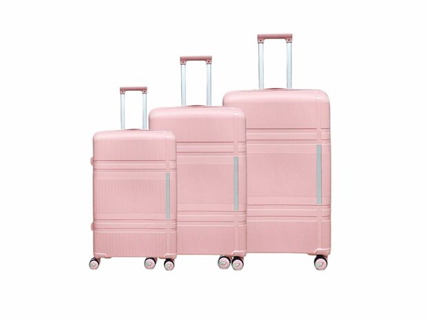 Groot koffer 65cm - tot 28kg - 4 spinner wielen pastel roze