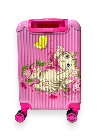 Kinderkoffer Kitten print - Roze  - Handbagage - (37L)