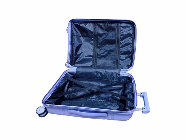 Koffer 55CM licht blauw met 4 wielen 360 graden spinner Handbagage -&nbsp;100% polypropyleen - editie 2025