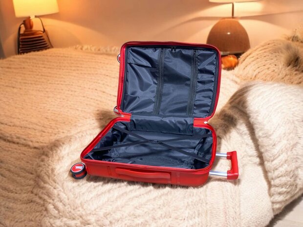 Koffer handbagage - Luxe - 55CM met 4 wielen 360 graden spinner - Rood -&nbsp;100% Polypropyleen - 2025 Edition