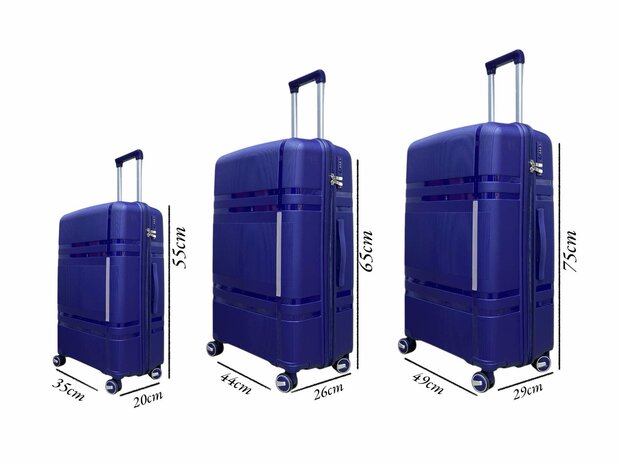 Grote XL koffer 75cm - tot 35kg - 4 wielen 360 graden spinner - donkerblauw -&nbsp;100% Polypropyleen - 2025 Edition