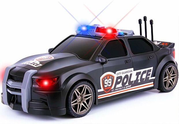 Police car 99 USA  - politie auto met frictiemotor - geluids- en lichteffecten - 1:16