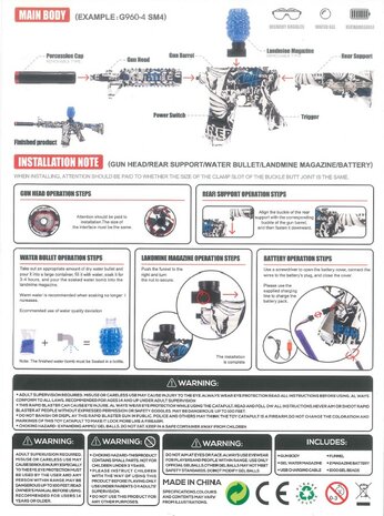 Gel Blaster- Elektrische geweer  - Graffiti  M4- compleet set incl. gel ballen - oplaadbaar - 75CM